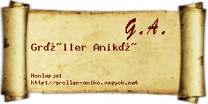 Gröller Anikó névjegykártya